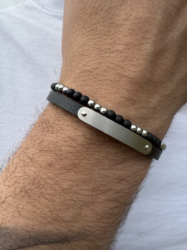 Bracelet en cuir et pierre naturelle – Image 2