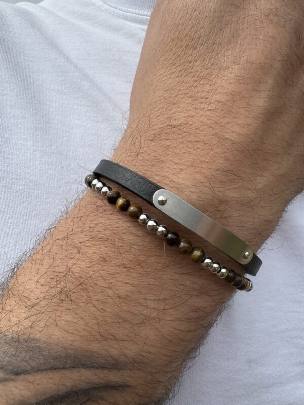 Bracelet en cuir et pierre naturelle – Image 3